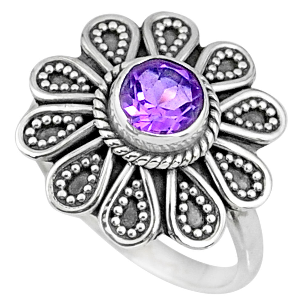 1.17cts natural purple amethyst 925 silver solitaire ring jewelry size 8 r57404