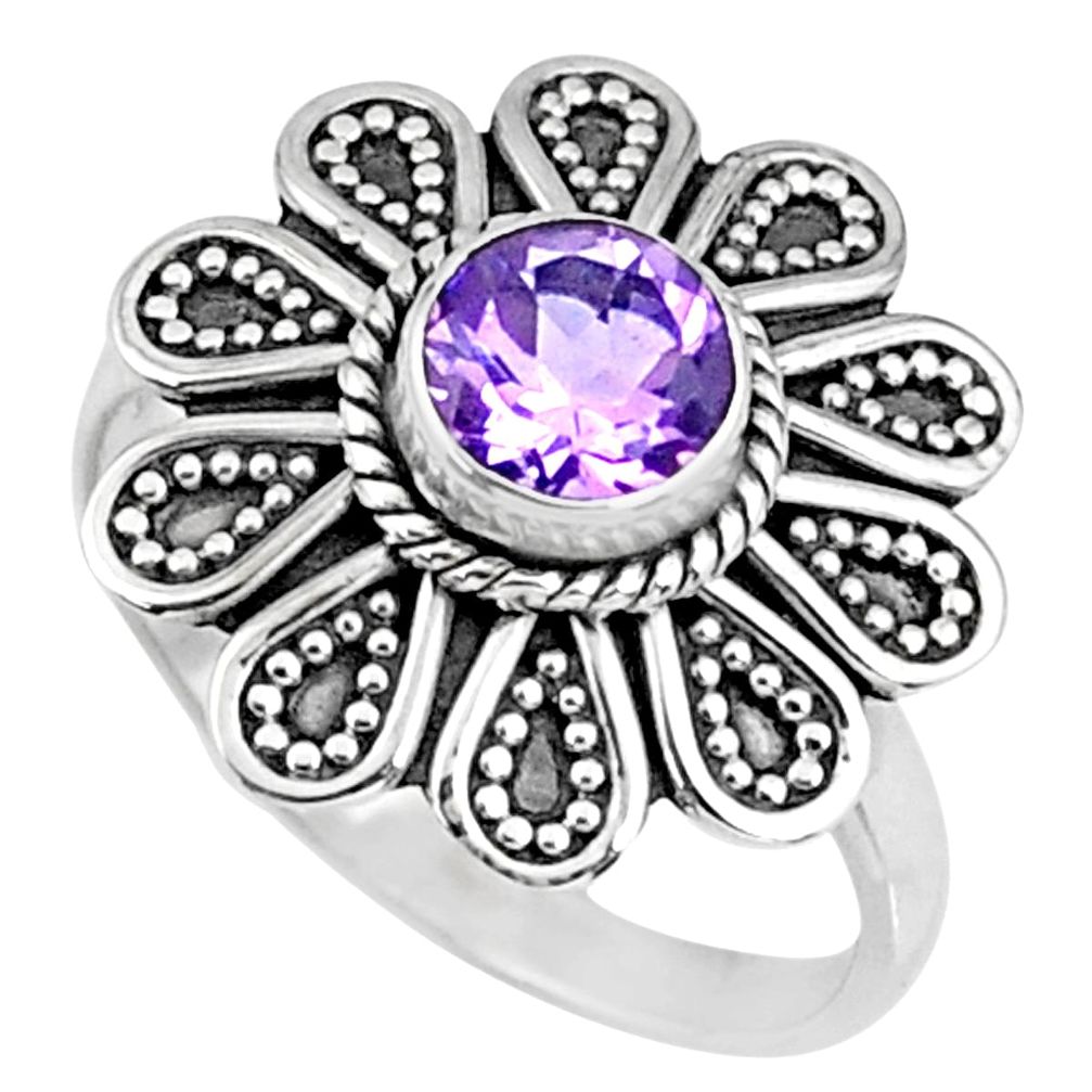 1.17cts natural purple amethyst 925 silver solitaire ring jewelry size 8 r57421