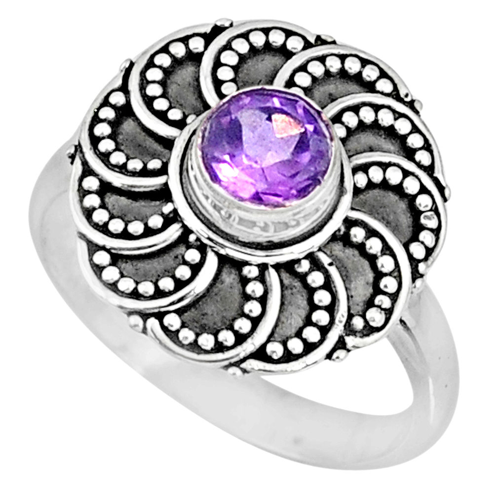 0.88cts natural purple amethyst 925 silver solitaire ring jewelry size 8 r57883