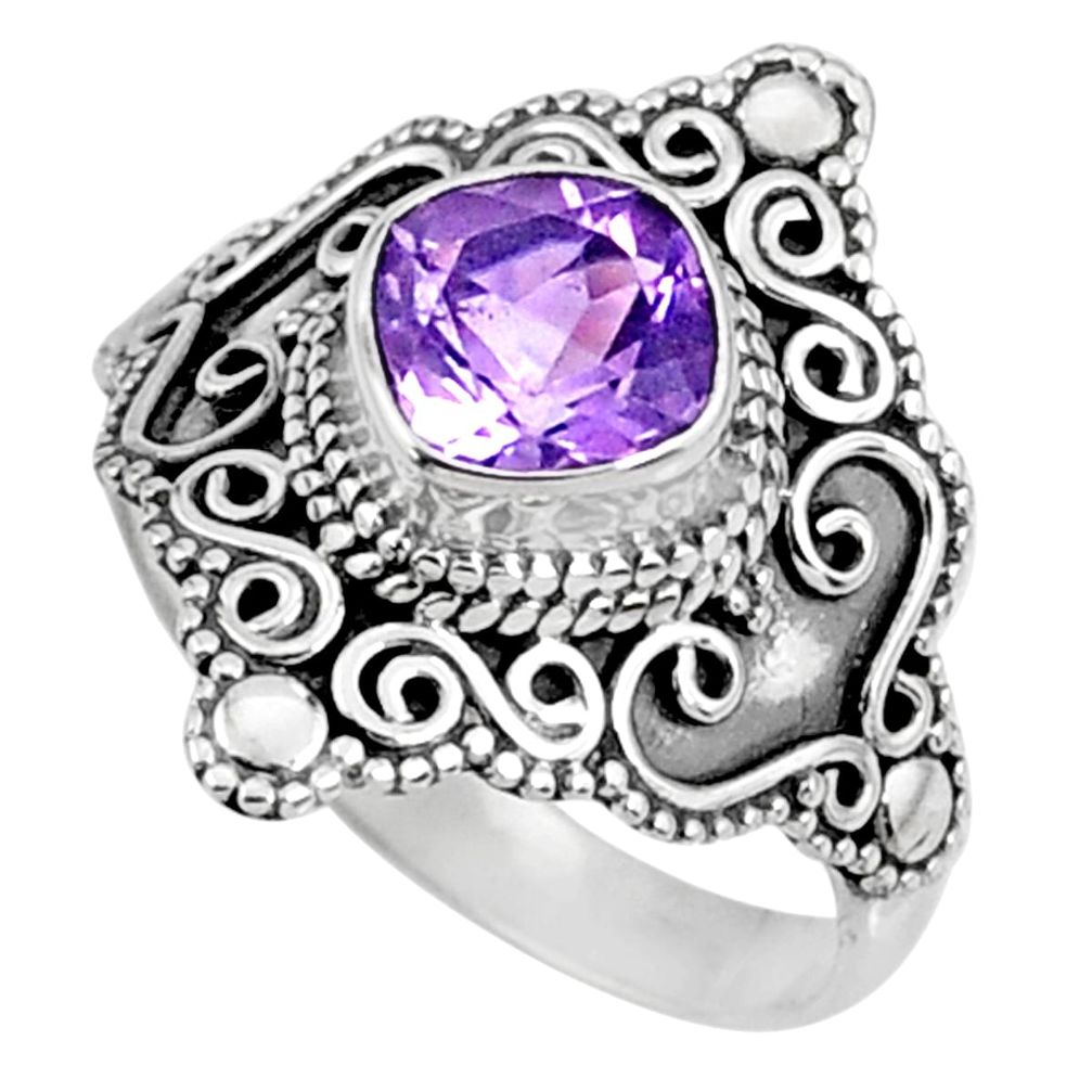 2.34cts natural purple amethyst 925 silver solitaire ring jewelry size 8 r61061