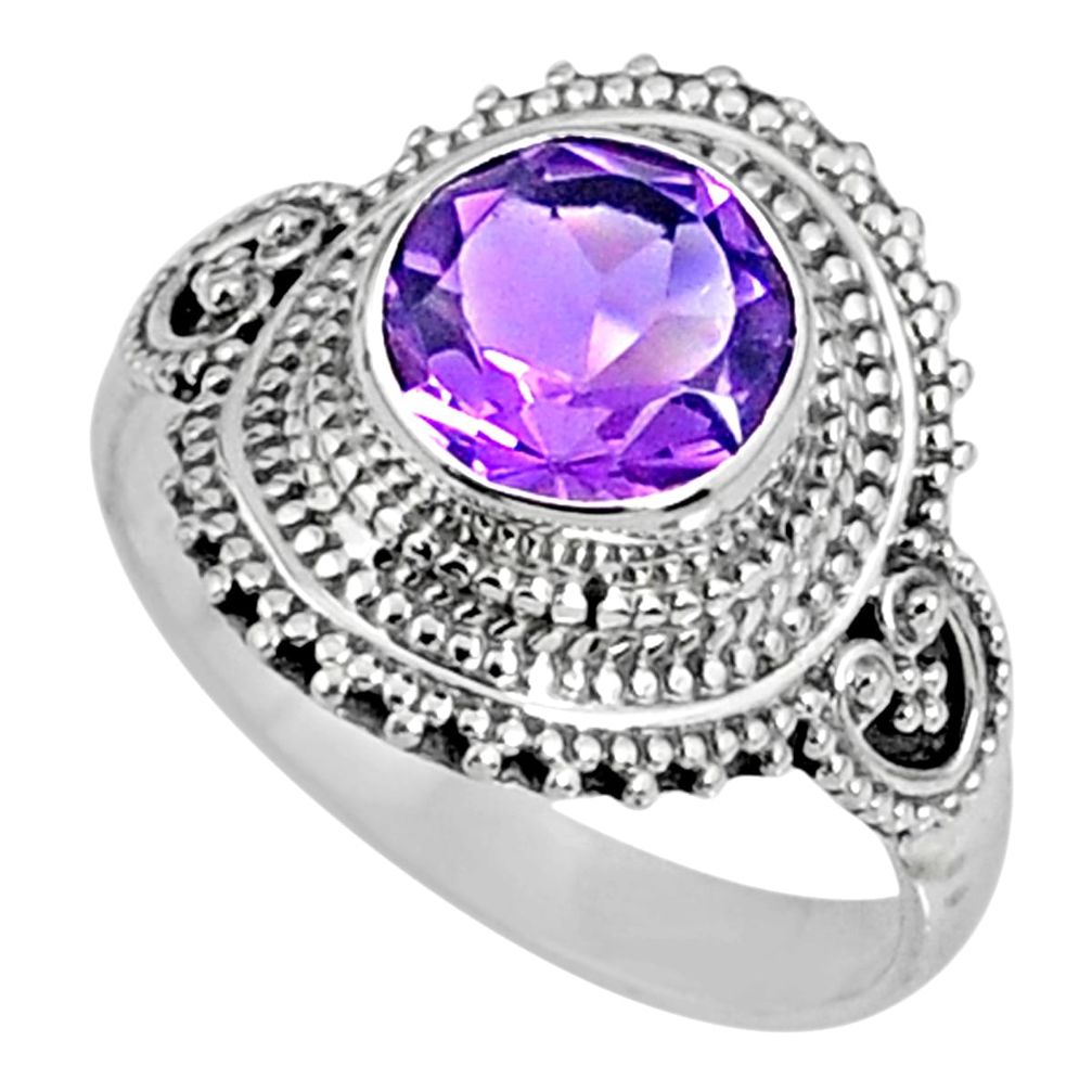 3.35cts natural purple amethyst 925 silver solitaire ring jewelry size 8 r61082