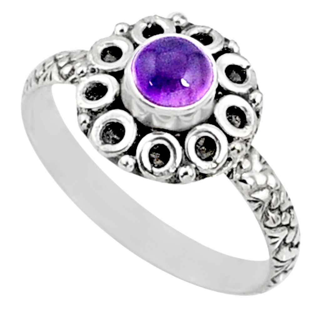 1.01cts natural purple amethyst 925 silver solitaire ring jewelry size 8 r64826