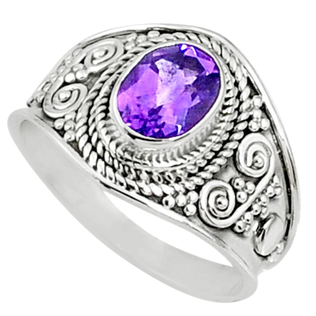 2.17cts natural purple amethyst 925 silver solitaire ring jewelry size 8 r69188