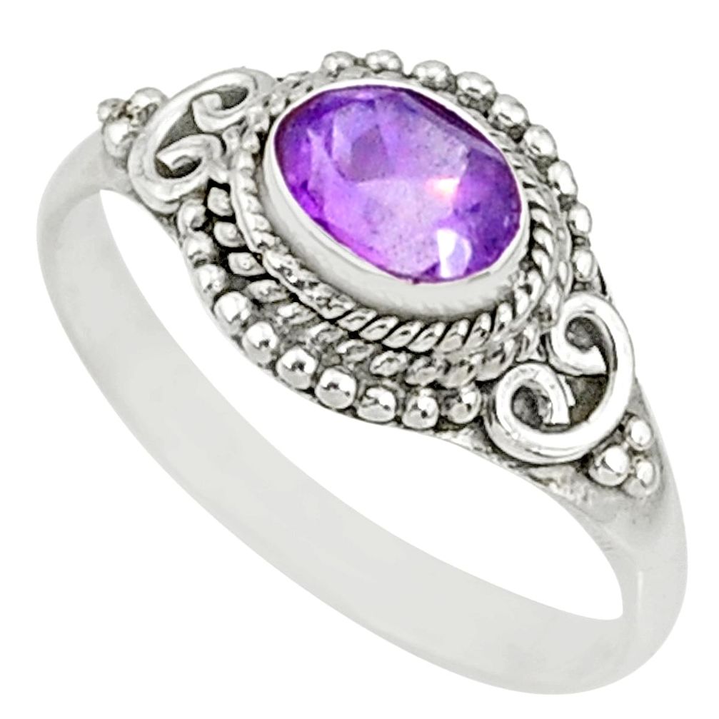 1.51cts natural purple amethyst 925 silver solitaire ring jewelry size 8 r76722