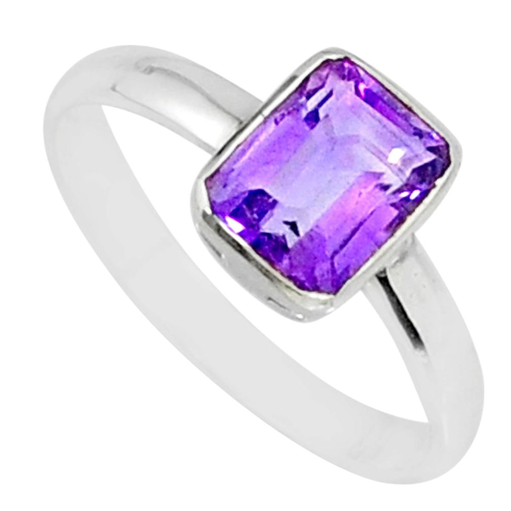 2.26cts natural purple amethyst 925 silver solitaire ring jewelry size 8 r84038