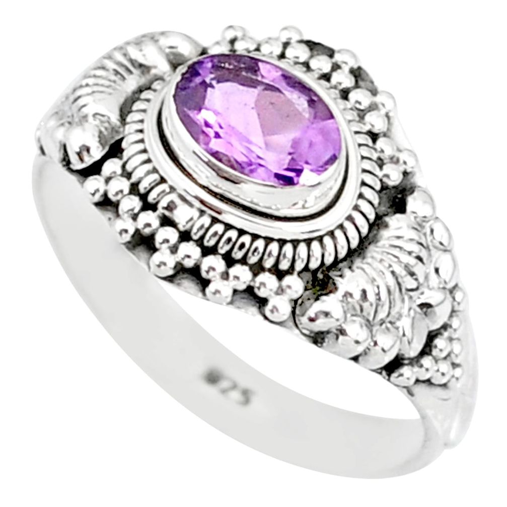 1.45cts natural purple amethyst 925 silver solitaire ring jewelry size 8 r85553