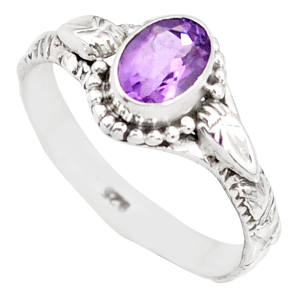 1.50cts natural purple amethyst 925 silver solitaire ring jewelry size 8 r85574
