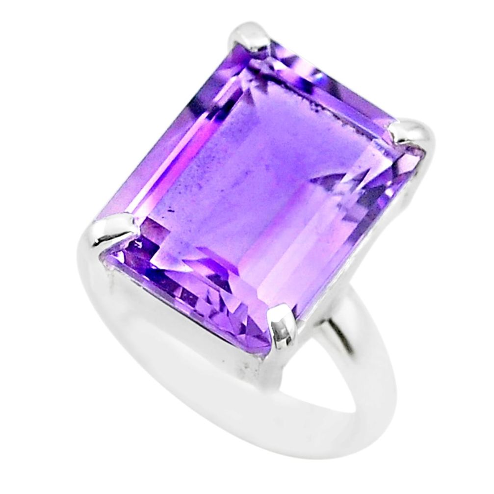 10.26cts natural purple amethyst 925 silver solitaire ring jewelry size 8 t54613