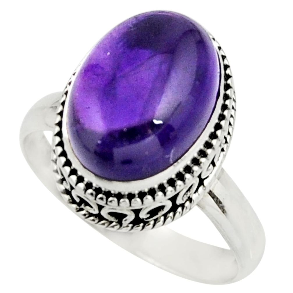 6.89cts natural purple amethyst 925 silver solitaire ring jewelry size 9 r26495