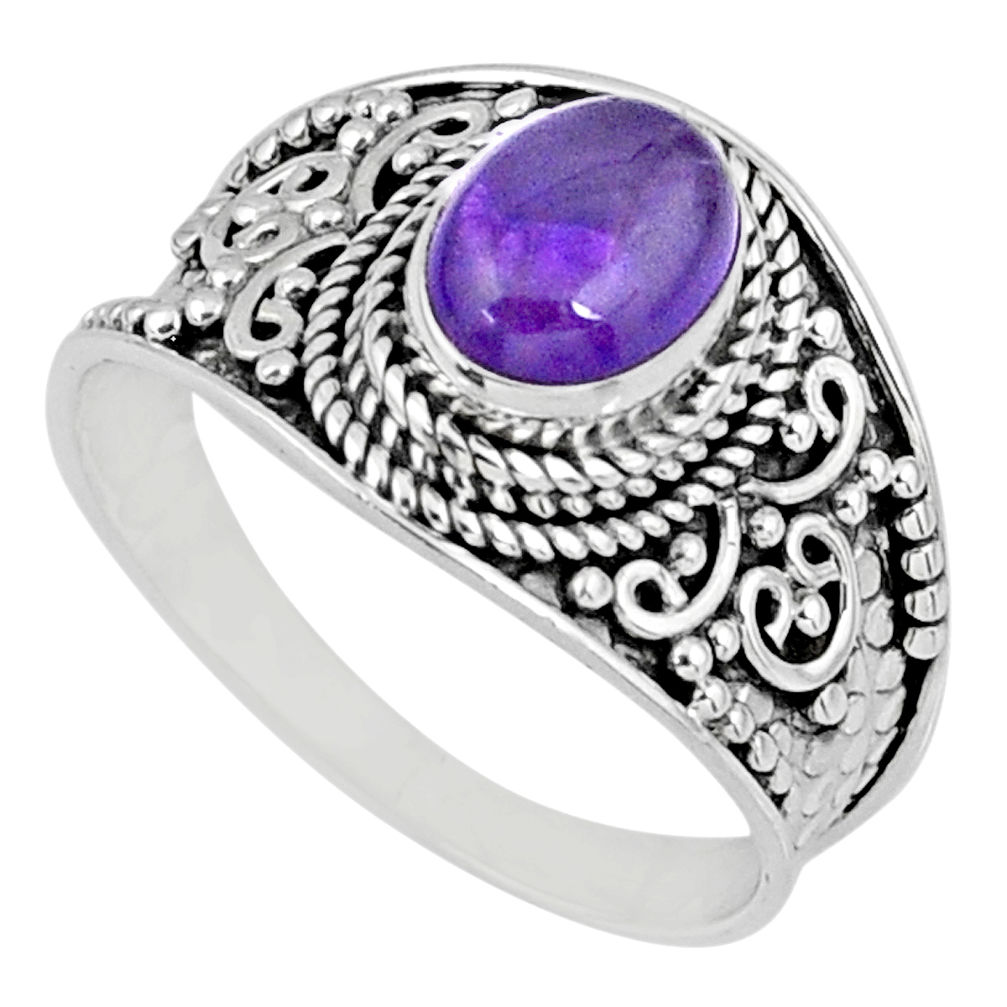 2.17cts natural purple amethyst 925 silver solitaire ring jewelry size 9 r58006