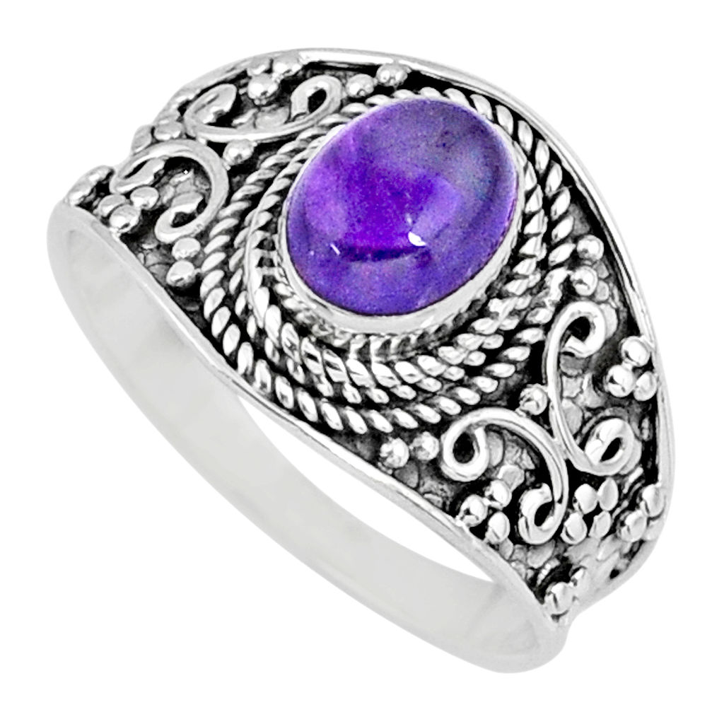 2.17cts natural purple amethyst 925 silver solitaire ring jewelry size 9 r58010