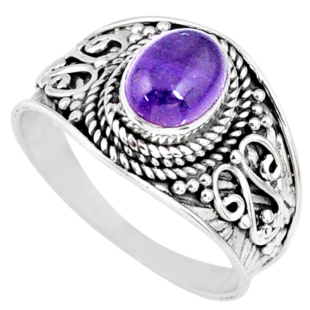 2.17cts natural purple amethyst 925 silver solitaire ring jewelry size 9 r58563