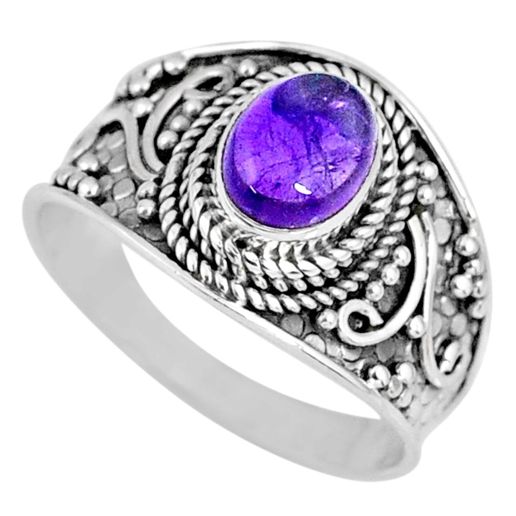 1.96cts natural purple amethyst 925 silver solitaire ring jewelry size 9 r58569