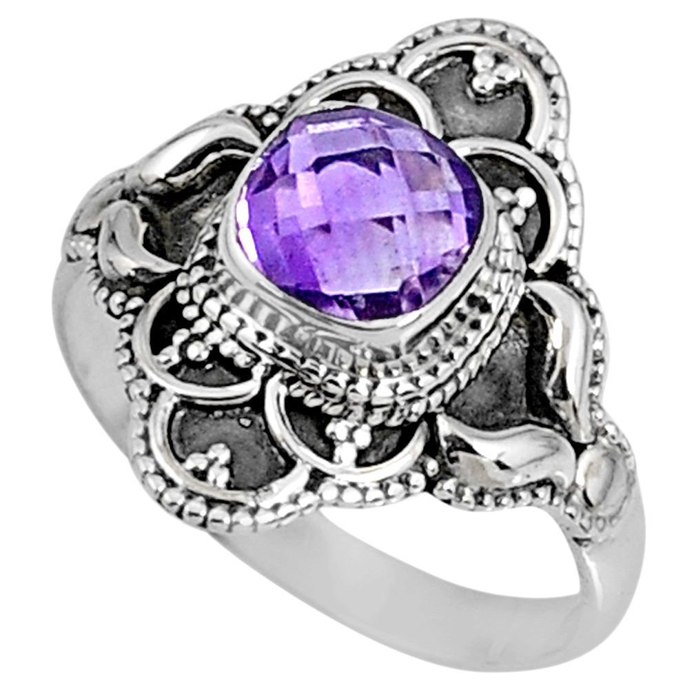 2.21cts natural purple amethyst 925 silver solitaire ring jewelry size 9 r61106