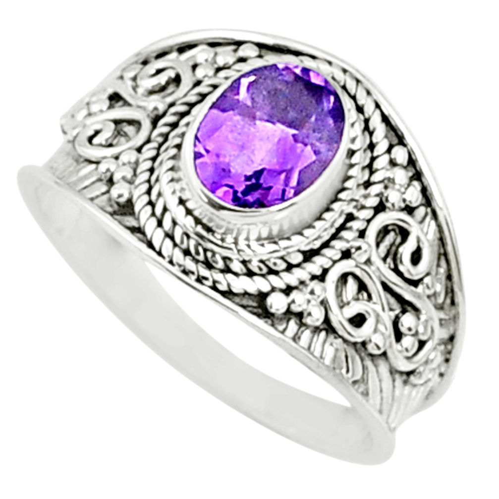 2.00cts natural purple amethyst 925 silver solitaire ring jewelry size 9 r69195