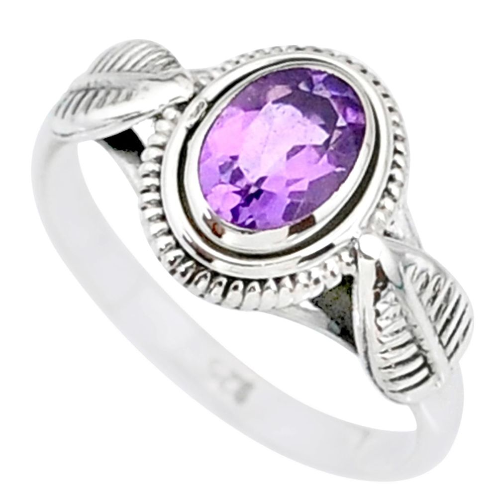 1.42cts natural purple amethyst 925 silver solitaire ring jewelry size 9 r85579