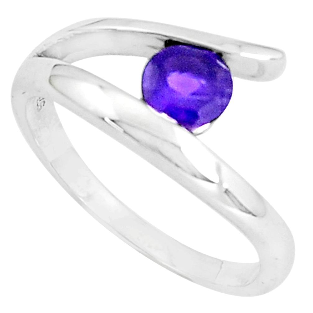 1.06cts natural purple amethyst 925 silver solitaire ring size 8.5 p36866