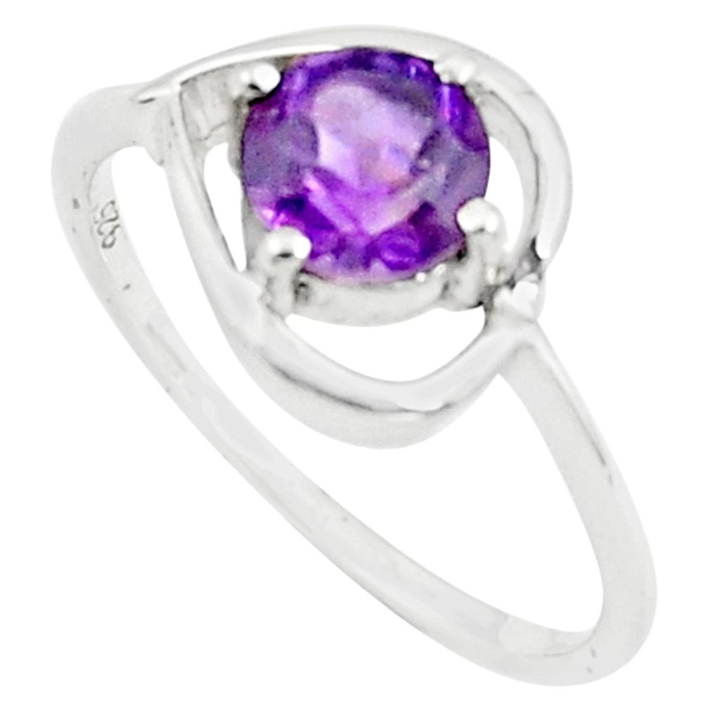 1.61cts natural purple amethyst 925 silver solitaire ring size 8.5 p73109