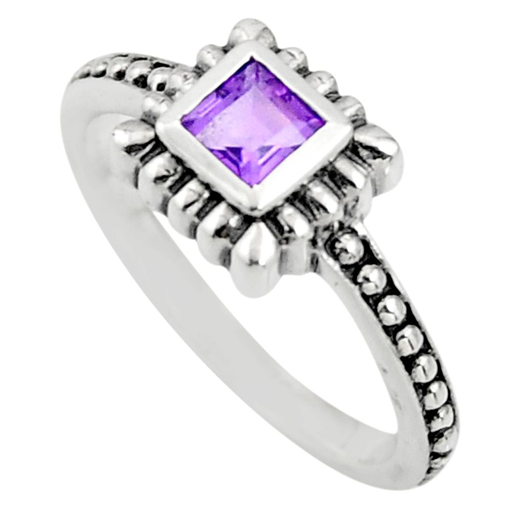 0.58cts natural purple amethyst 925 silver solitaire ring size 5.5 r25441