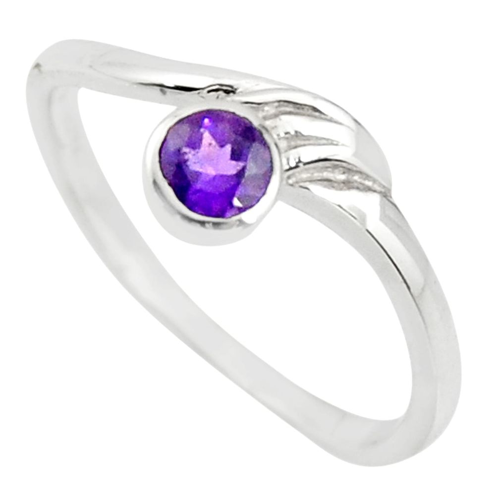 0.66cts natural purple amethyst 925 silver solitaire ring size 8.5 r25561