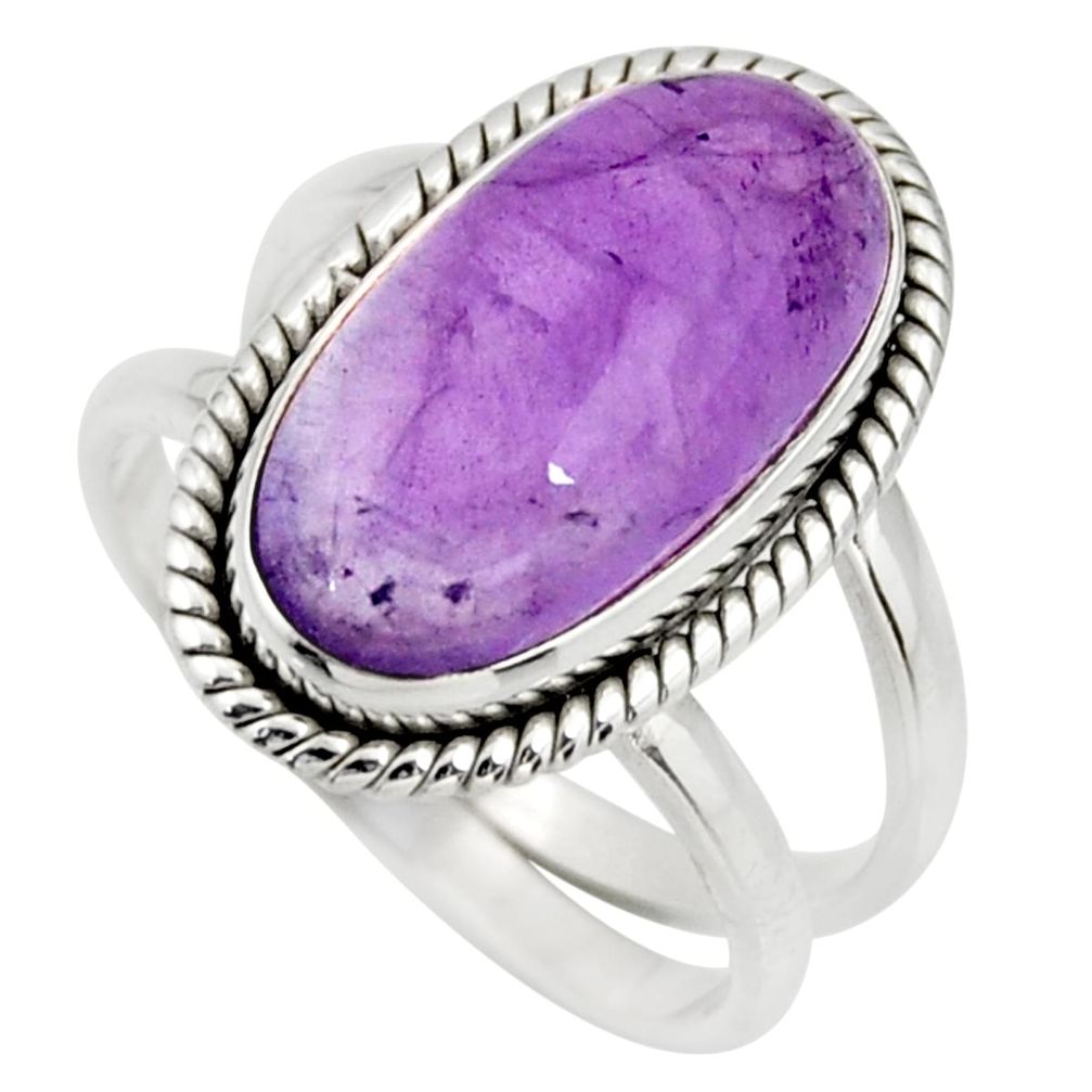 6.62cts natural purple amethyst 925 silver solitaire ring size 8.5 r27281