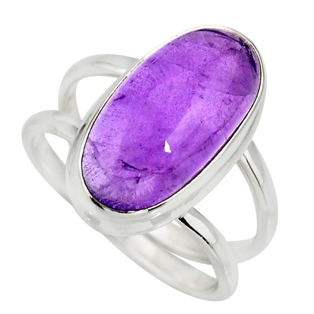 6.41cts natural purple amethyst 925 silver solitaire ring size 8.5 r27288