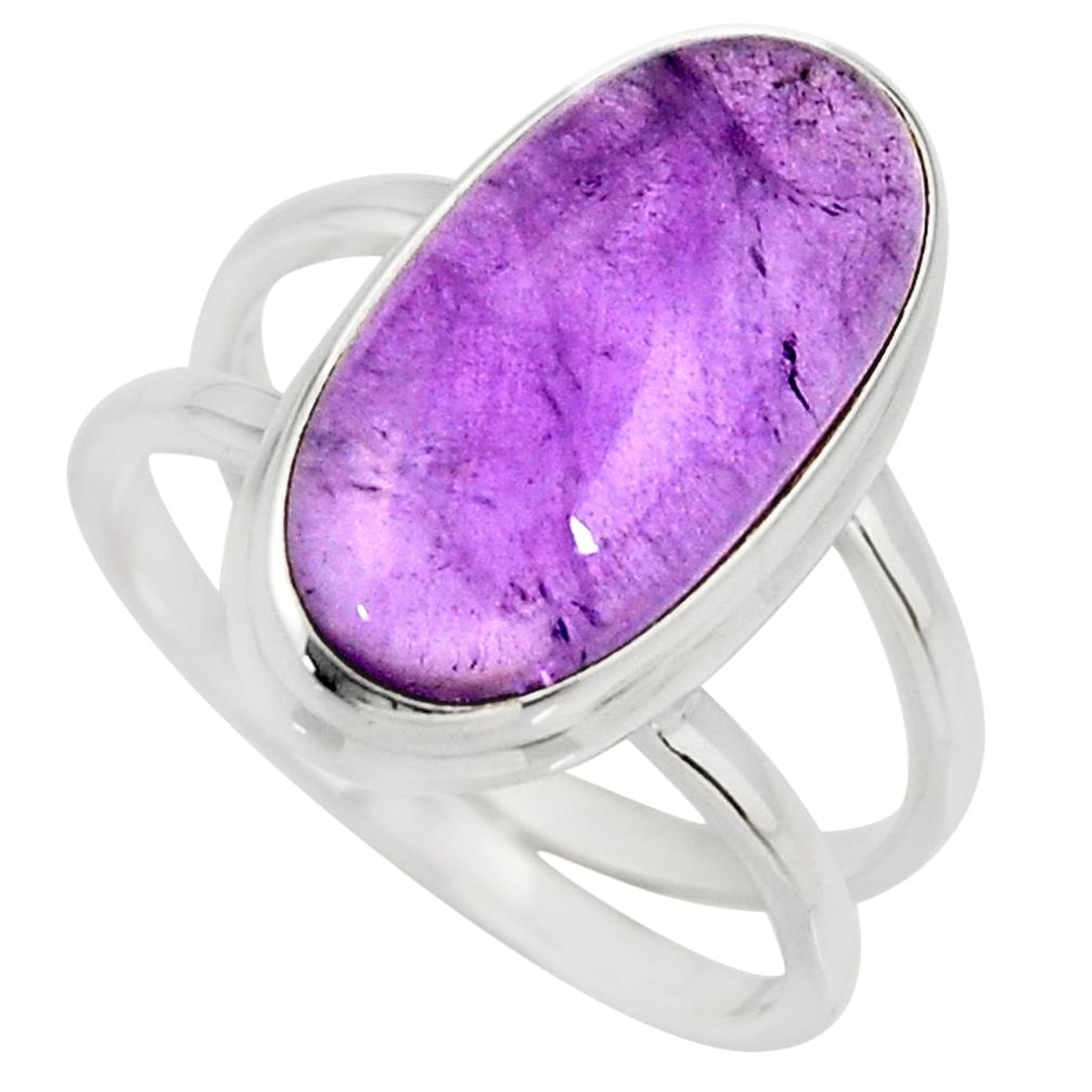 6.26cts natural purple amethyst 925 silver solitaire ring size 7.5 r27292