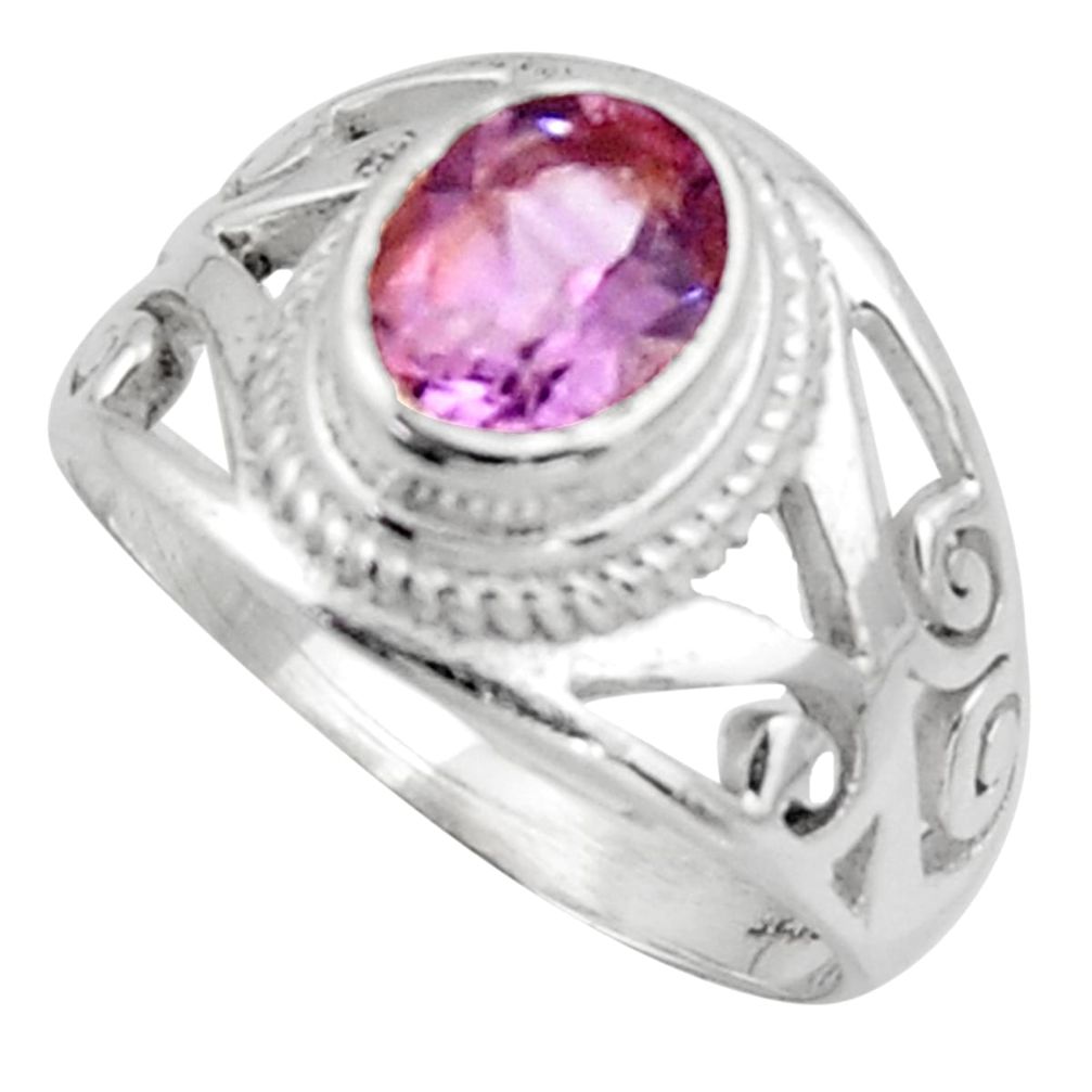 2.20cts natural purple amethyst 925 silver solitaire ring size 7.5 r40913