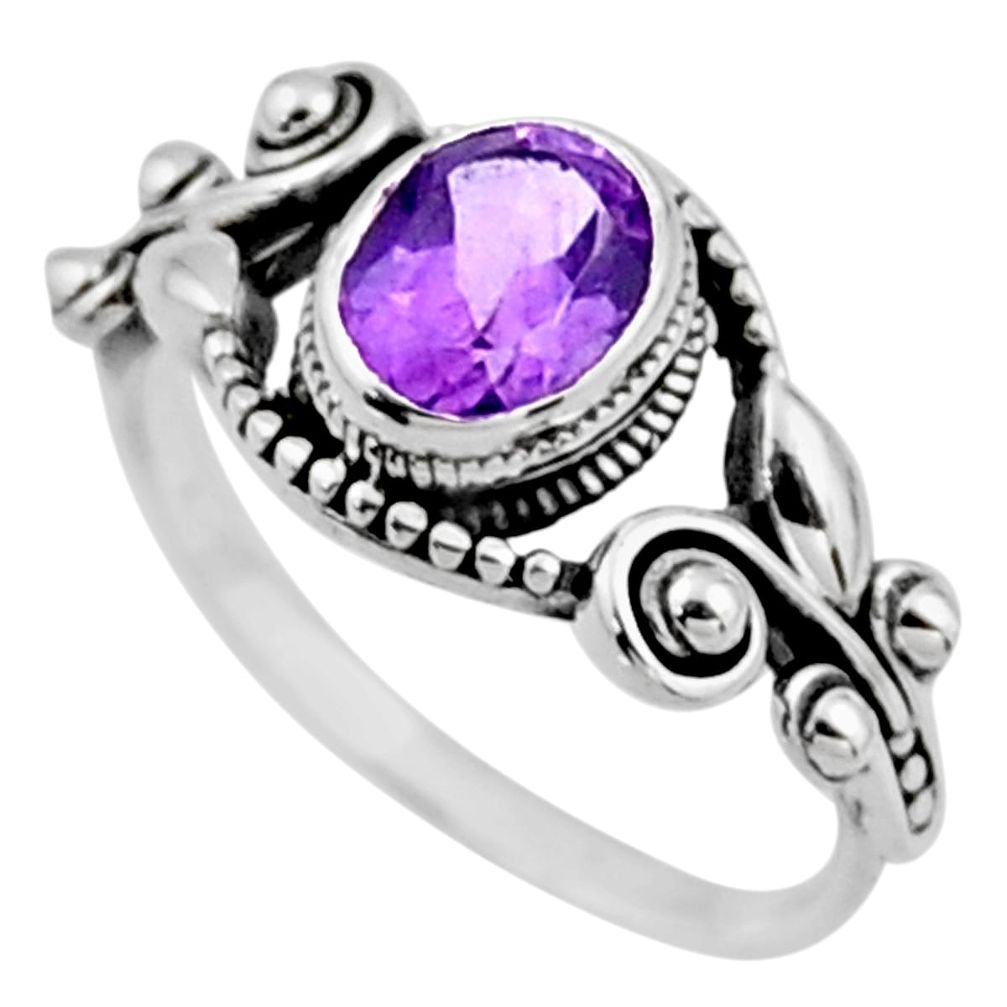 2.01cts natural purple amethyst 925 silver solitaire ring size 7.5 r54521