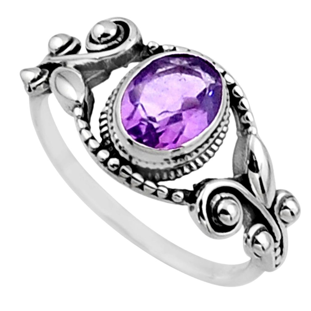 2.01cts natural purple amethyst 925 silver solitaire ring size 7.5 r54522