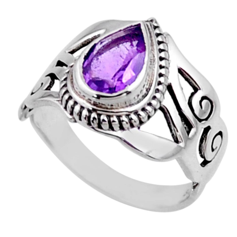 2.35cts natural purple amethyst 925 silver solitaire ring size 7.5 r54646