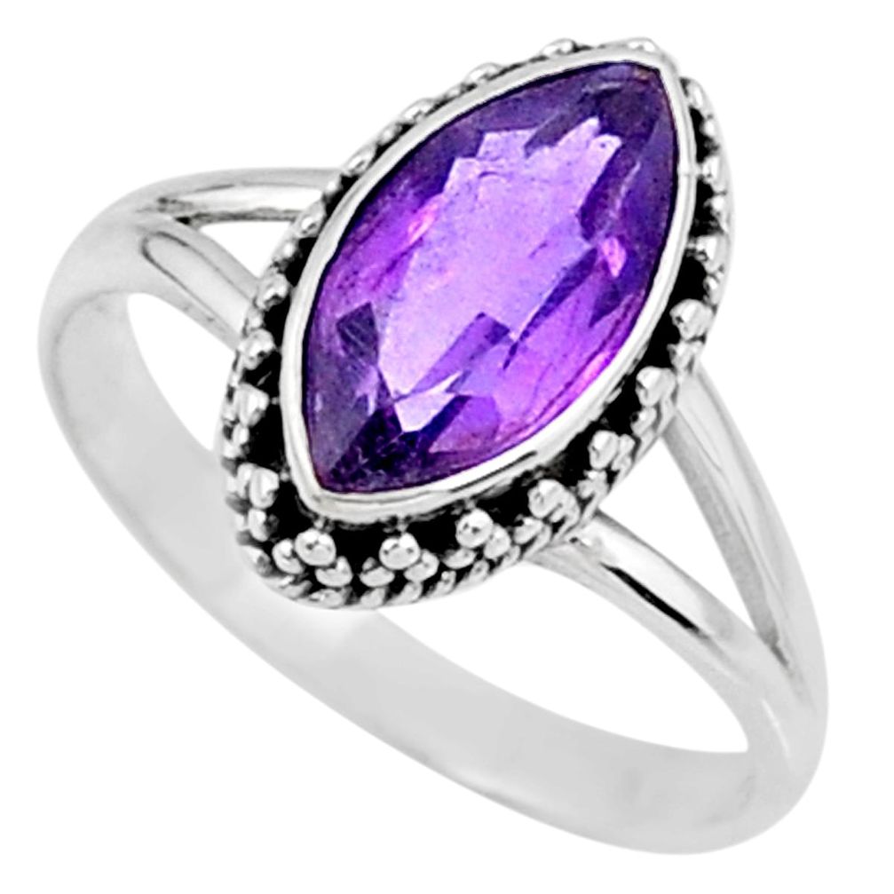 2.61cts natural purple amethyst 925 silver solitaire ring size 7.5 r57381