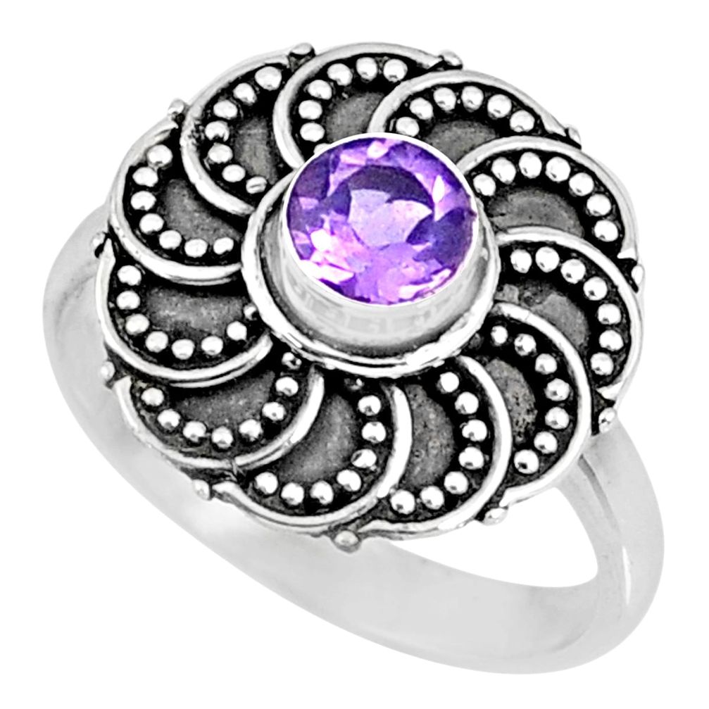 0.90cts natural purple amethyst 925 silver solitaire ring size 6.5 r57882