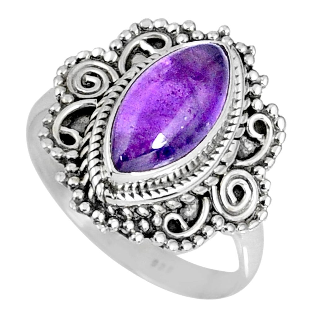 4.08cts natural purple amethyst 925 silver solitaire ring size 7.5 r58964