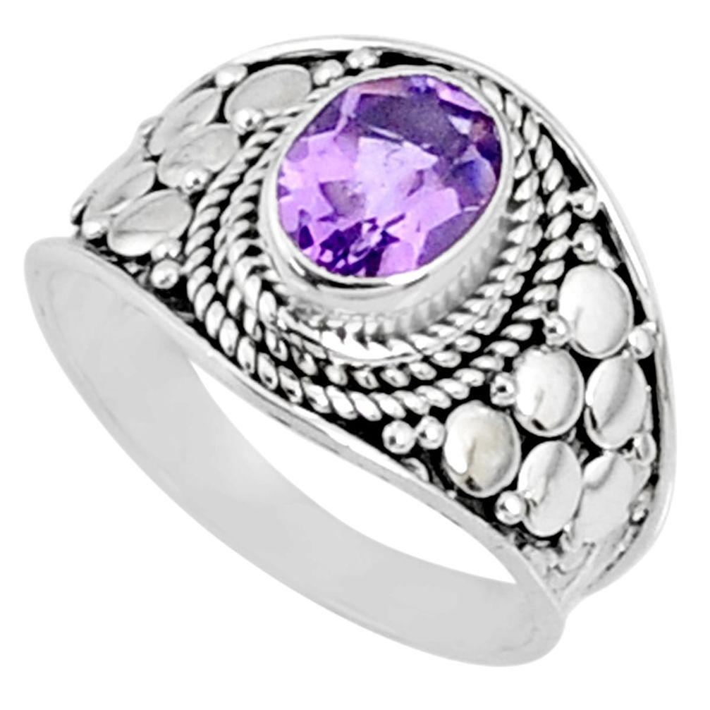 2.11cts natural purple amethyst 925 silver solitaire ring size 7.5 r69182