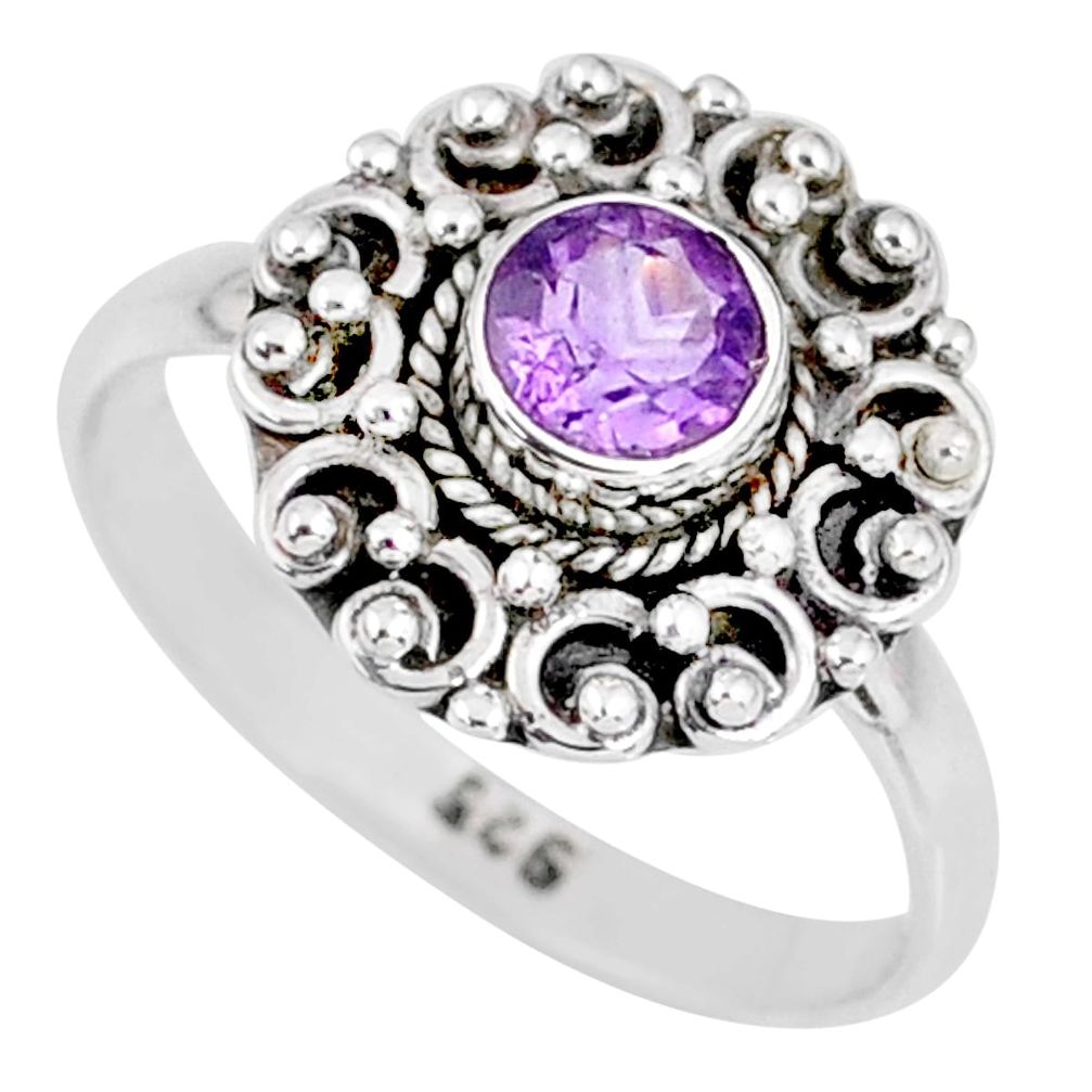 0.91cts natural purple amethyst 925 silver solitaire ring size 7 r58201