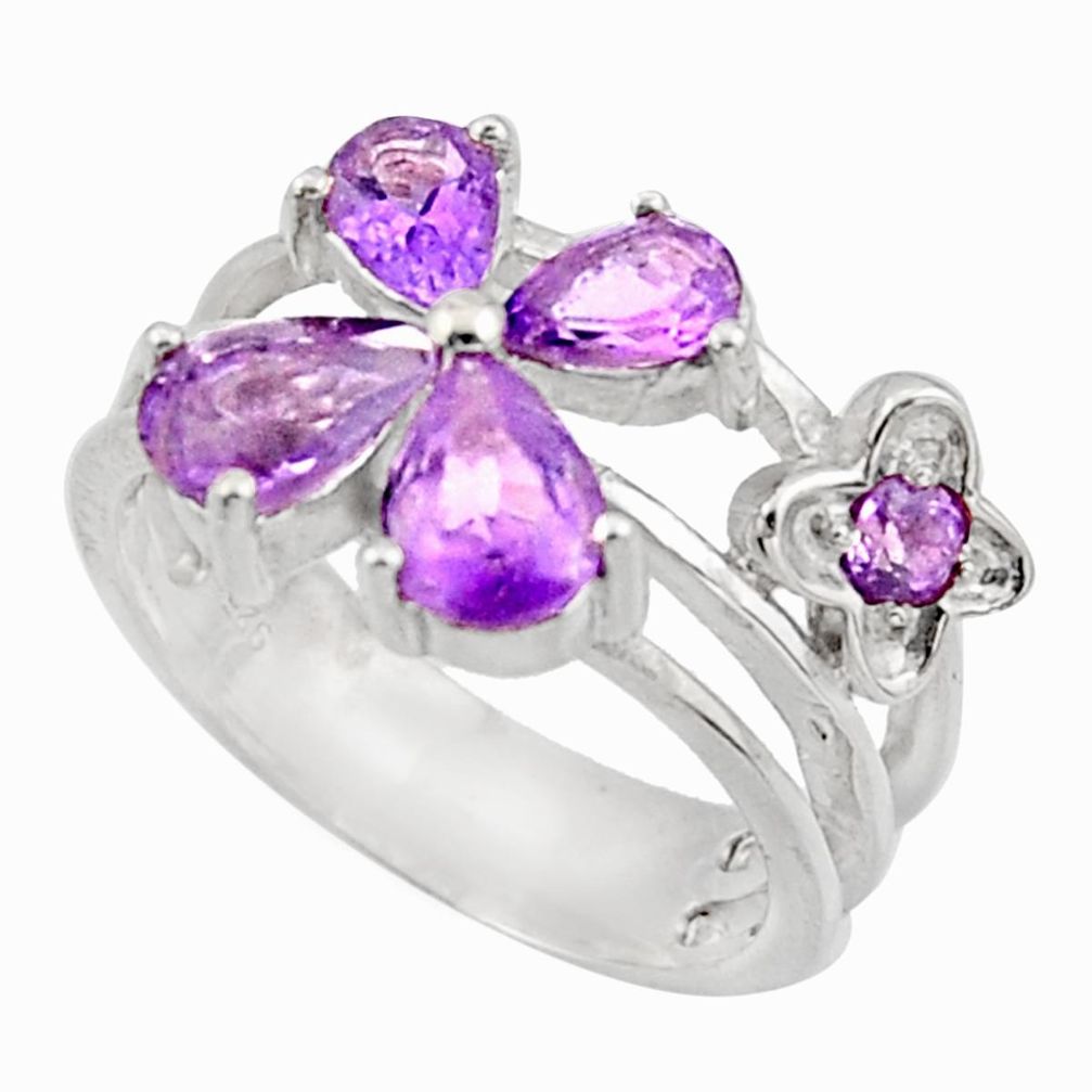 5.53cts natural purple amethyst 925 sterling silver ring jewelry size 7.5 d47482