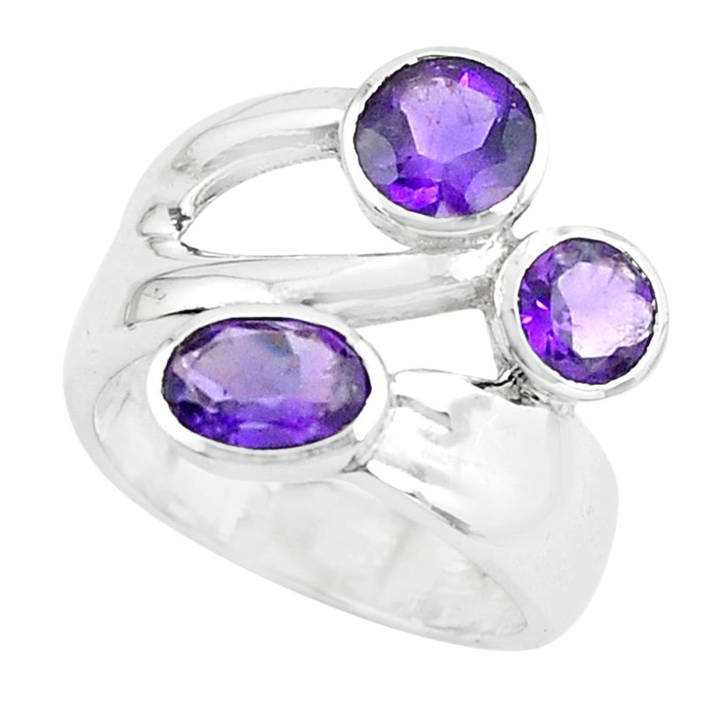 3.63cts natural purple amethyst 925 sterling silver ring jewelry size 5.5 p62321