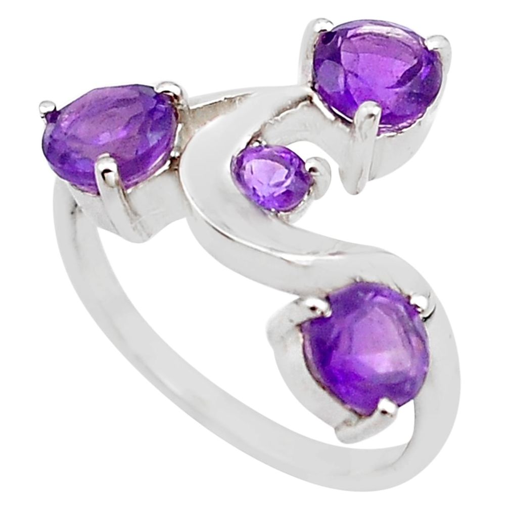 3.29cts natural purple amethyst 925 sterling silver ring jewelry size 6.5 p83322