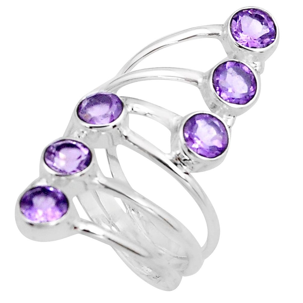 4.98cts natural purple amethyst 925 sterling silver ring jewelry size 7.5 r19642