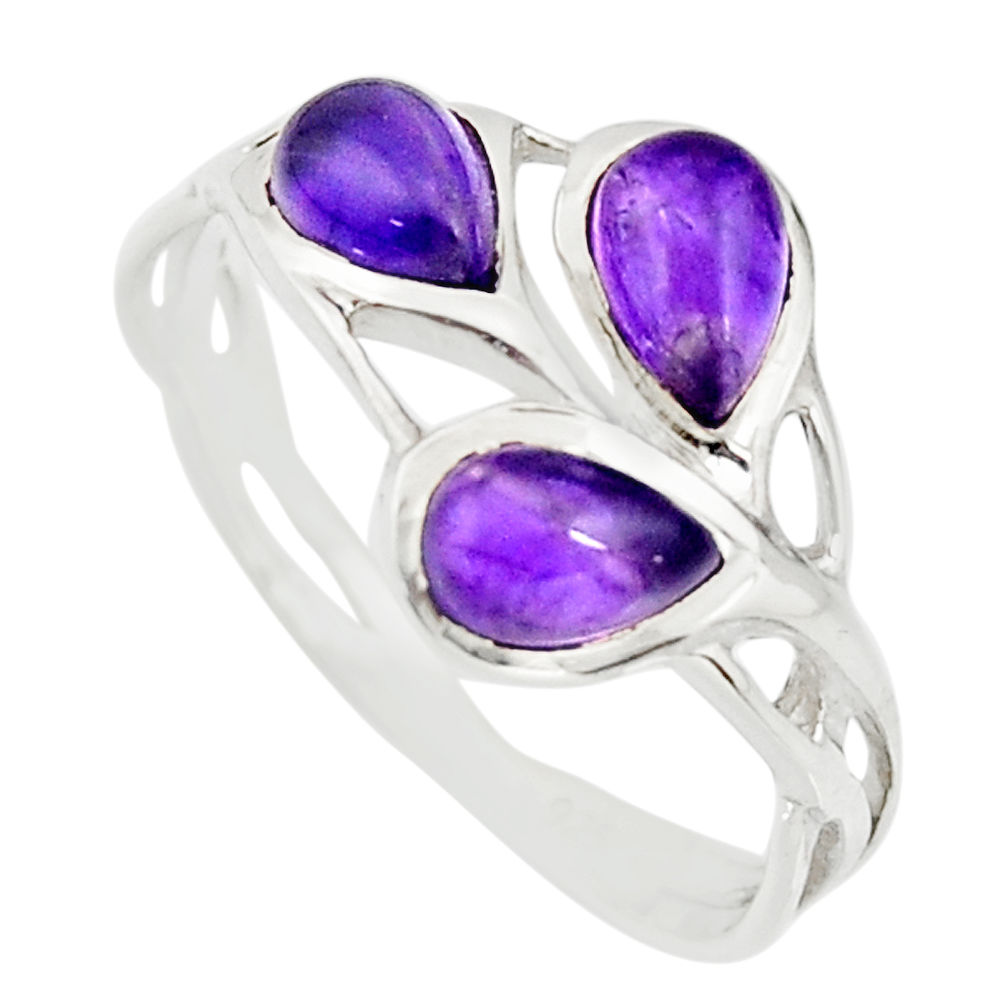 2.98cts natural purple amethyst 925 sterling silver ring jewelry size 7.5 r25301