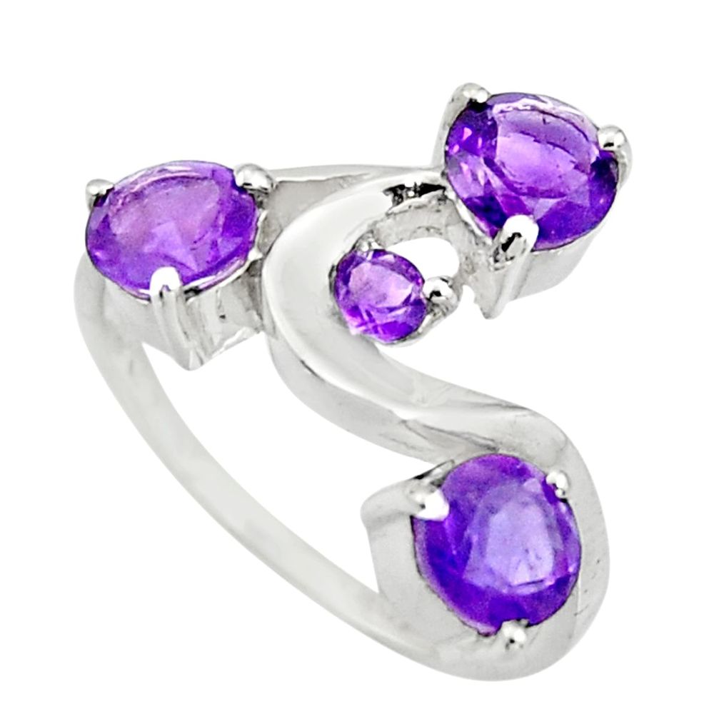 2.93cts natural purple amethyst 925 sterling silver ring jewelry size 7.5 r25405