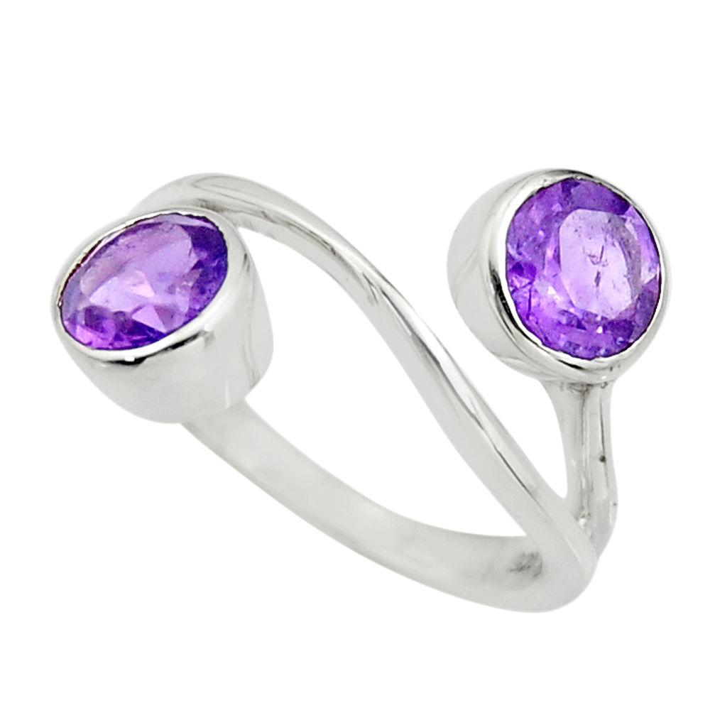2.92cts natural purple amethyst 925 sterling silver ring jewelry size 6.5 r25425