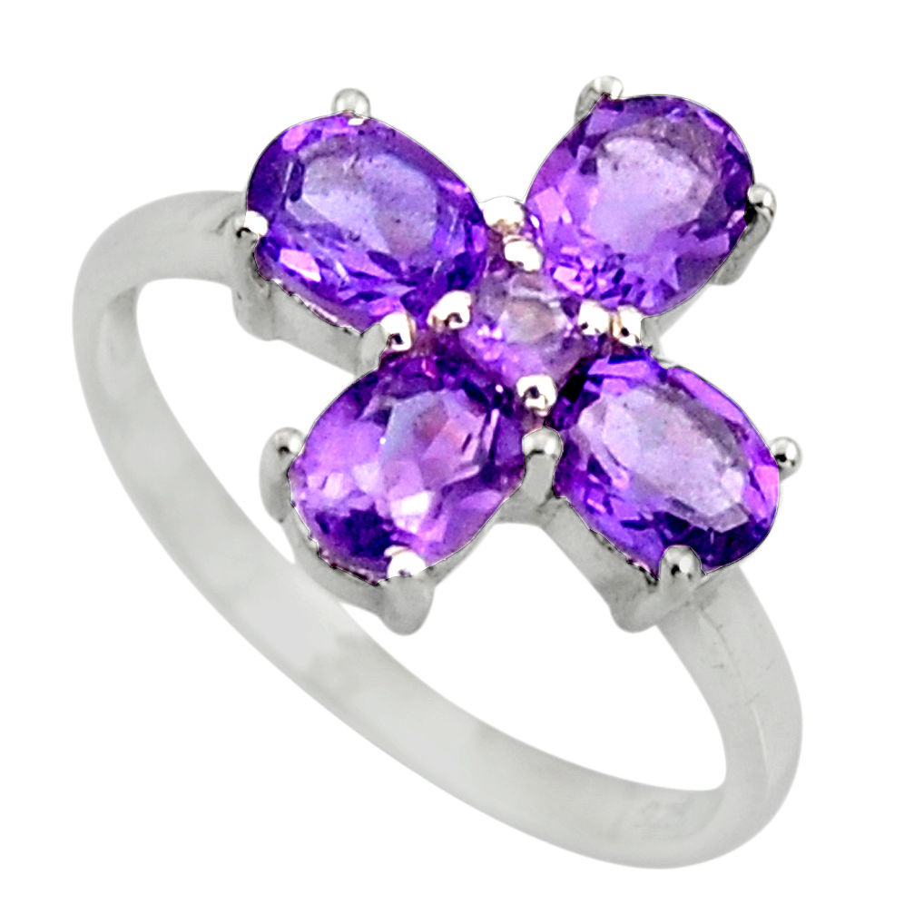 3.62cts natural purple amethyst 925 sterling silver ring jewelry size 5.5 r25541