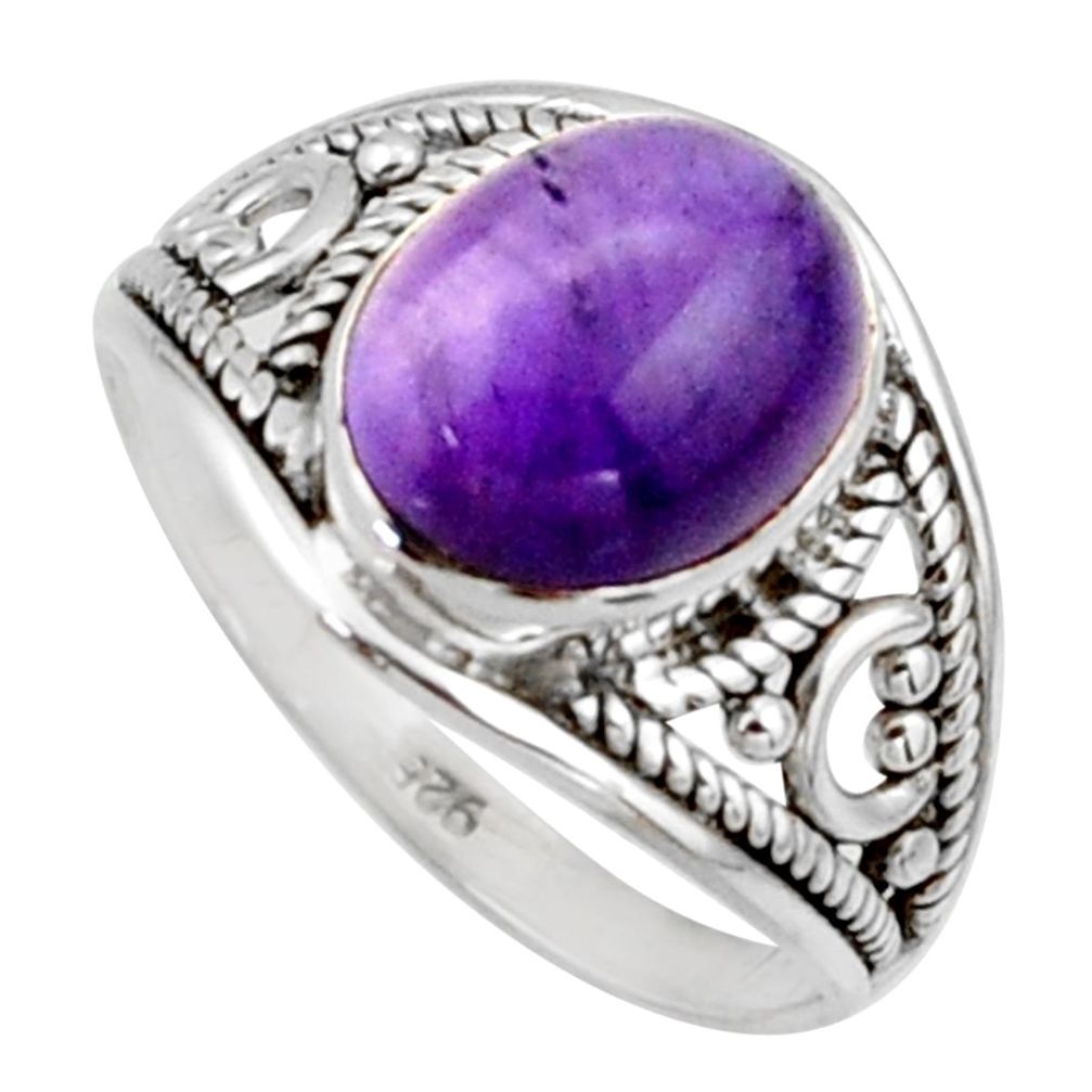 3.59cts natural purple amethyst 925 sterling silver ring jewelry size 6.5 r42747