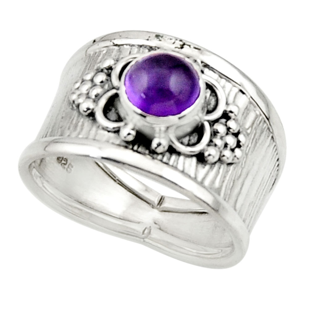 1.22cts natural purple amethyst 925 sterling silver ring jewelry size 6.5 r44286