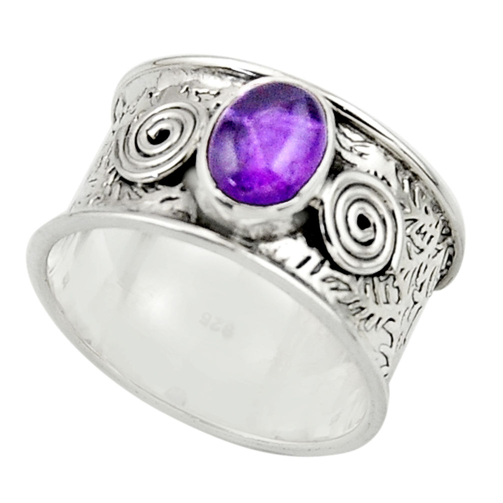 2.06cts natural purple amethyst 925 sterling silver ring jewelry size 8.5 r44289