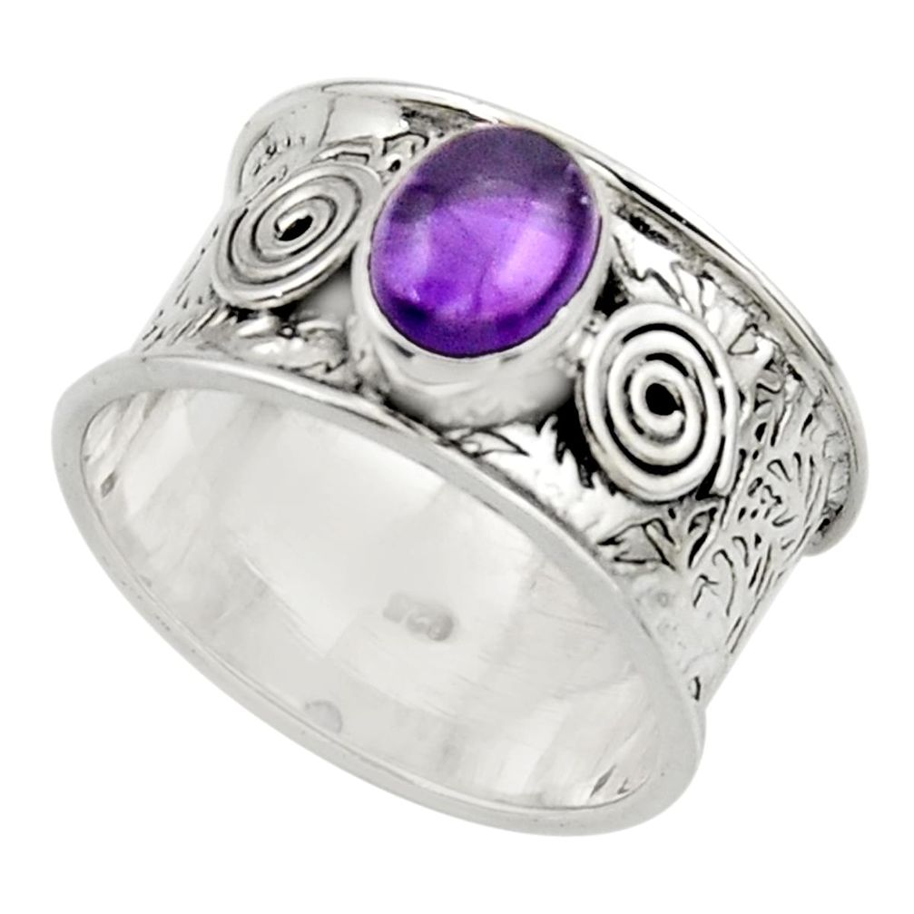 2.16cts natural purple amethyst 925 sterling silver ring jewelry size 8.5 r44303