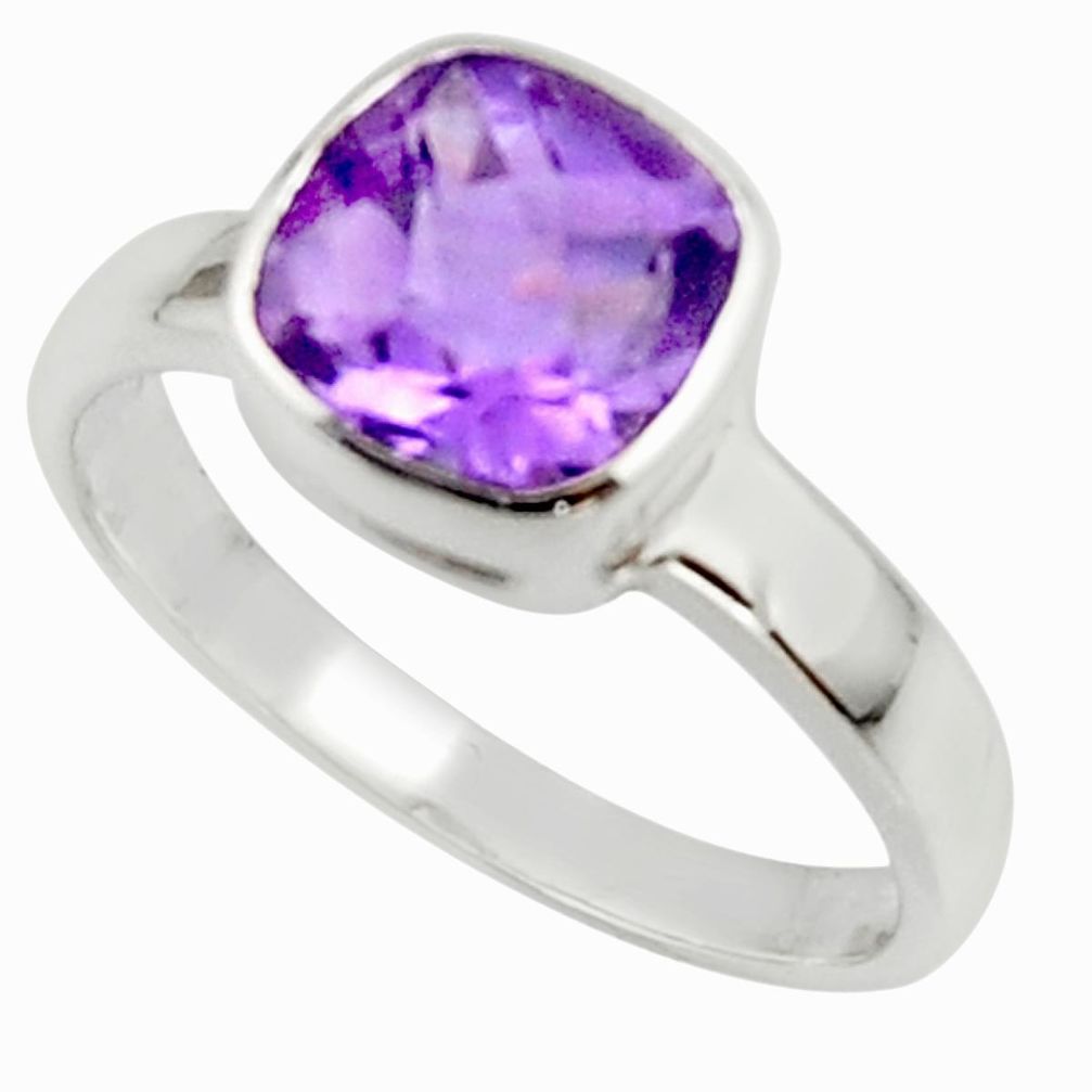 3.09cts natural purple amethyst 925 sterling silver ring jewelry size 7.5 r45699