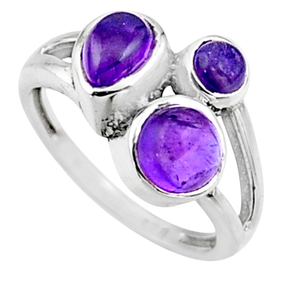 3.93cts natural purple amethyst 925 sterling silver ring jewelry size 7.5 r54503